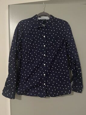 NWOT Tommy Hilfiger Size medium Women’s Navy Polka Dot Button-Up Shirt